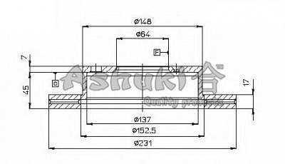 ASHUKI 09904008 -  Тормозной диск