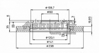 ASHUKI 09908090 -  Тормозной диск