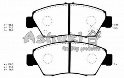 ASHUKI h02535 -  Комплект тормозных колодок, дисковый тормоз