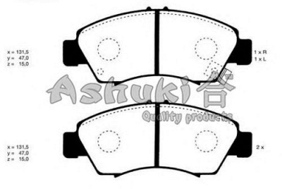 ASHUKI h02550 -  Комплект тормозных колодок, дисковый тормоз