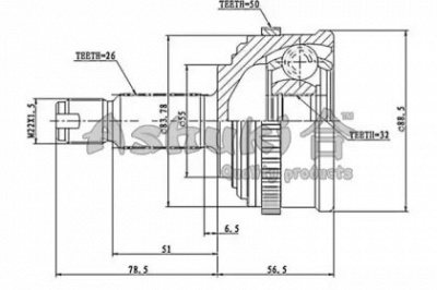 ASHUKI ho076i -  Шарнирный комплект, приводной вал