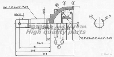 ASHUKI ni470i -  Шарнирный комплект, приводной вал