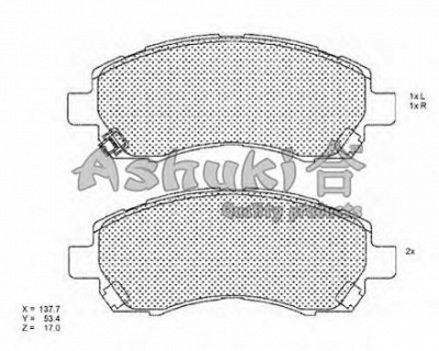ASHUKI s01125 -  Комплект тормозных колодок, дисковый тормоз