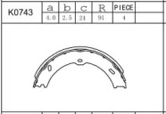 ASIMCO k0743 -  Комплект тормозных колодок, стояночная тормозная система