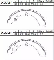ASIMCO k3321 -  Колодки тормозные барабанные, комплект