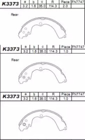 ASIMCO k3373 -  Колодки тормозные барабанные, комплект