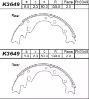 ASIMCO k3649 -  Колодки тормозные барабанные, комплект