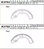 ASIMCO k3792 -  Комплект тормозных колодок