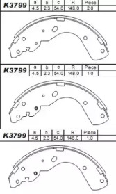 ASIMCO k3799 -  Колодки тормозные барабанные, комплект