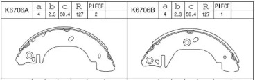 ASIMCO k6706 -  Комплект тормозных колодок