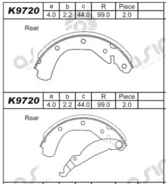 ASIMCO k9720 -  Колодки тормозные барабанные, комплект