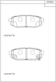 ASIMCO kd33502 -  Комплект тормозных колодок, дисковый тормоз