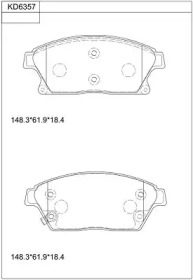 ASIMCO kd6357 -  Комплект тормозных колодок, дисковый тормоз