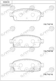 ASIMCO kd6518 -  Колодки тормозные дисковые задниеие, комплект