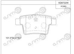 ASIMCO kd6722w -  Комплект тормозных колодок, дисковый тормоз