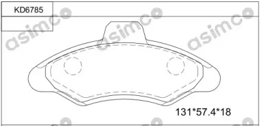 ASIMCO kd6785 -  Колодки тормозные дисковые передние, комплект