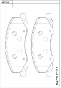 ASIMCO kd7316 -  Колодки тормозные дисковые передние, комплект