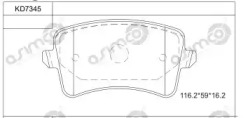 ASIMCO kd7345 -  Комплект тормозных колодок, дисковый тормоз