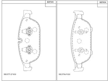 ASIMCO kd7434 -  Комплект тормозных колодок, дисковый тормоз