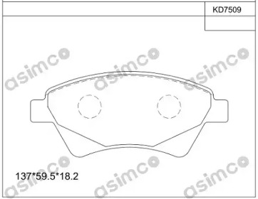 ASIMCO kd7509 -  Колодки тормозные дисковые передние, комплект