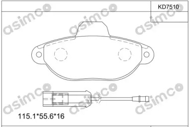 ASIMCO kd7510 -  Комплект тормозных колодок, дисковый тормоз