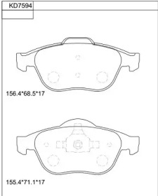 ASIMCO kd7594 -  Колодки тормозные дисковые передние, комплект