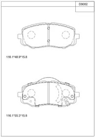 ASIMCO kd9002 -  Комплект тормозных колодок, дисковый тормоз