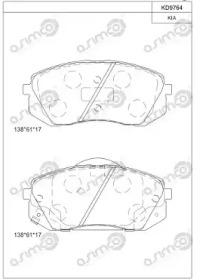 ASIMCO kd9764 -  Колодки тормозные дисковые передние, комплект