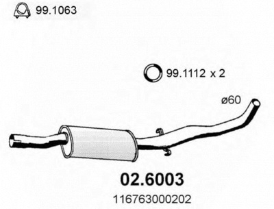 ASSO 026003 -  Средний глушитель выхлопных газов