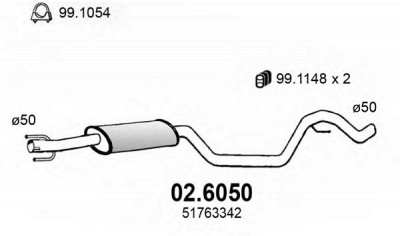 ASSO 026050 -  Средний глушитель выхлопных газов