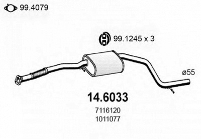 ASSO 146033 -  Средний глушитель выхлопных газов