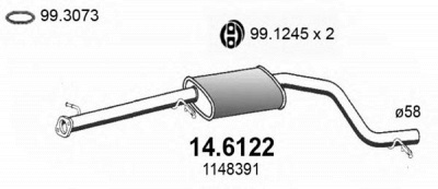 ASSO 146122 -  Средний глушитель выхлопных газов