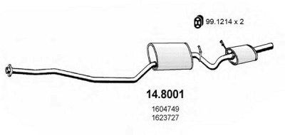 ASSO 148001 -  Средний / конечный глушитель ОГ