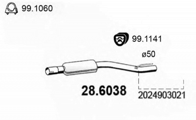 ASSO 286038 -  Средний глушитель выхлопных газов