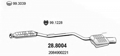 ASSO 288004 -  Средний / конечный глушитель ОГ