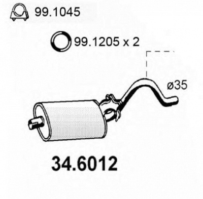 ASSO 346012 -  Средний глушитель выхлопных газов