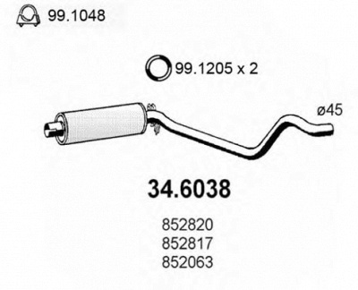 ASSO 346038 -  Средний глушитель выхлопных газов