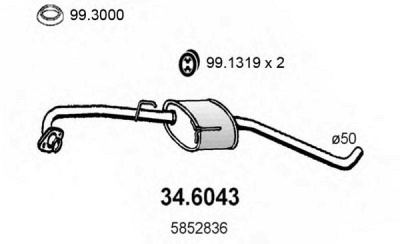 ASSO 346043 -  Средний глушитель выхлопных газов