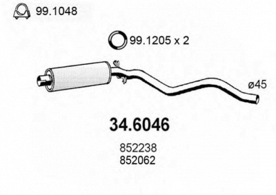 ASSO 346046 -  Средний глушитель выхлопных газов