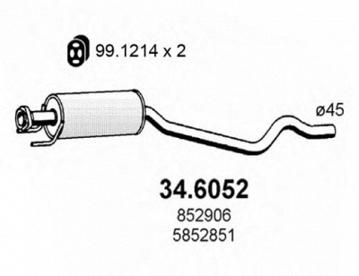 ASSO 346052 -  Средний глушитель выхлопных газов