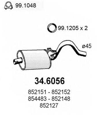 ASSO 346056 -  Средний глушитель выхлопных газов