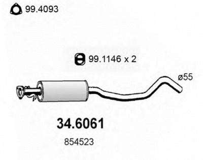 ASSO 346061 -  Средний глушитель выхлопных газов