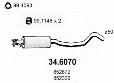 ASSO 346070 -  Средний глушитель выхлопных газов