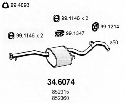 ASSO 346074 -  Средний глушитель выхлопных газов
