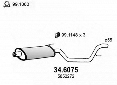 ASSO 346075 -  Средний глушитель выхлопных газов