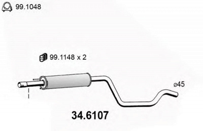 ASSO 346107 -  Средний глушитель выхлопных газов