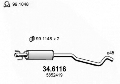 ASSO 346116 -  Средний глушитель выхлопных газов