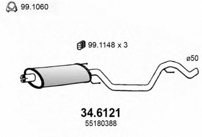 ASSO 346121 -  Средний глушитель выхлопных газов
