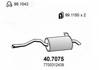 ASSO 407075 -  Глушитель выхлопных газов конечный