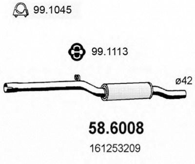 ASSO 586008 -  Средний глушитель выхлопных газов